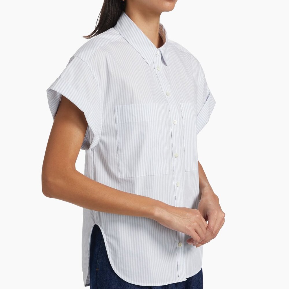 Frame Stripe Button-Up Cuffed Shirt - Picture 3 of 7